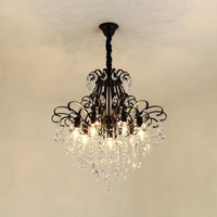 3/6 Heads Crystal Chandelier Lighting Modernist Style Ceiling Pendant Light in Black Gold - Rebooters