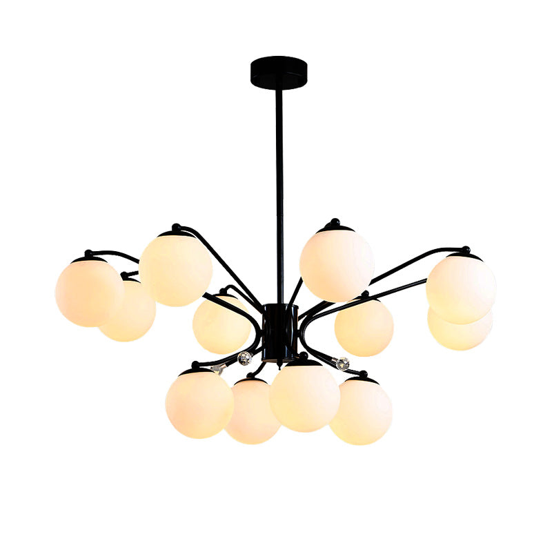 White Glass Ball Chandelier Modern 3/5/9 Lights Fixture - Rebooters