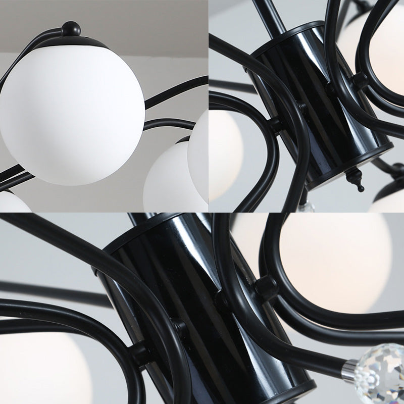 White Glass Ball Chandelier Modern 3/5/9 Lights Fixture - Rebooters