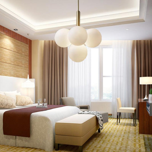 Ball White Glass Chandelier Lamp Contemporary 5/13 Lights - Rebooters