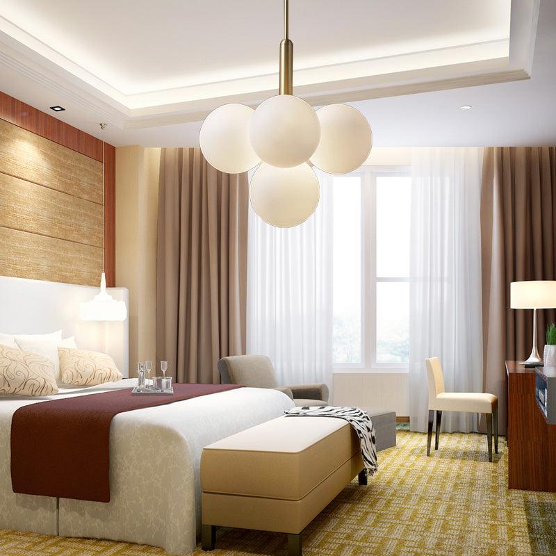 Ball White Glass Chandelier Lamp Contemporary 5/13 Lights - Rebooters