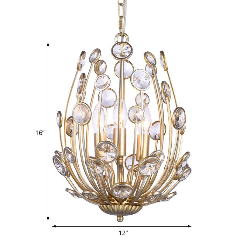 3 Lights Floral Chandelier Lighting Modern Gold Fixture - Rebooters