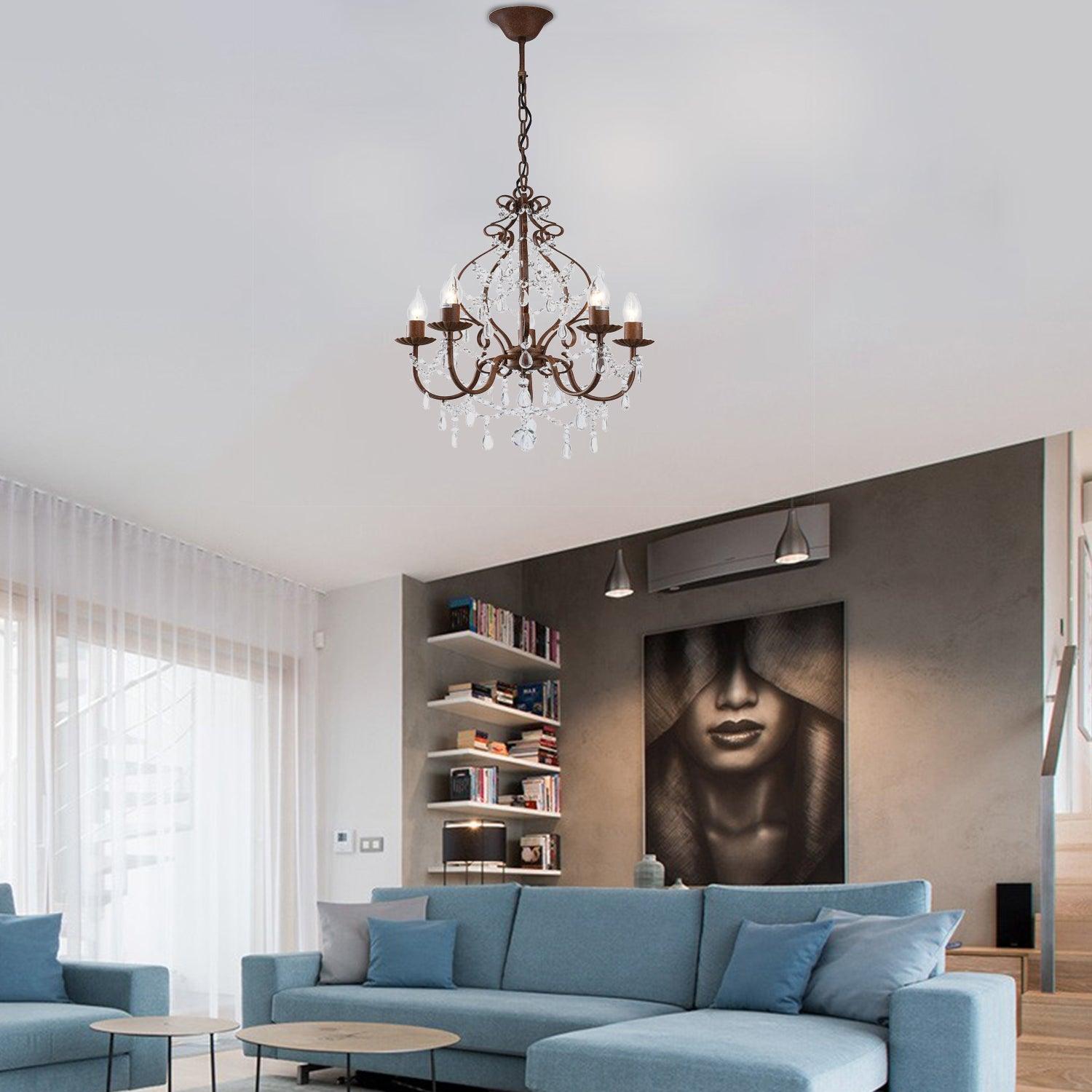 Antique Style Candle Pendant Lamp with 5 Lights Chandelier - Rebooters