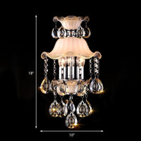 3 Lights Ruffled Edge Hanging Lamp Modern Frosted Glass Ceiling Chandelier Light - Rebooters