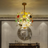Art Deco Flower Shape Chandelier Lighting Agate 12 Lights - Rebooters