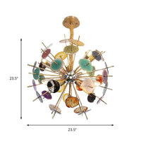 Art Deco Flower Shape Chandelier Lighting Agate 12 Lights - Rebooters