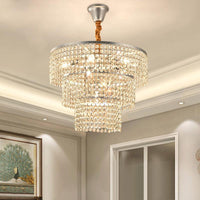 4/5/6 Lights Tiered Chandelier Lighting Contemporary Clear Crystal Hanging Ceiling Light in Chrome 16 Inch Wide - Rebooters