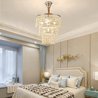 4/5/6 Lights Tiered Chandelier Lighting Contemporary Clear Crystal Hanging Ceiling Light in Chrome 16 Inch Wide - Rebooters