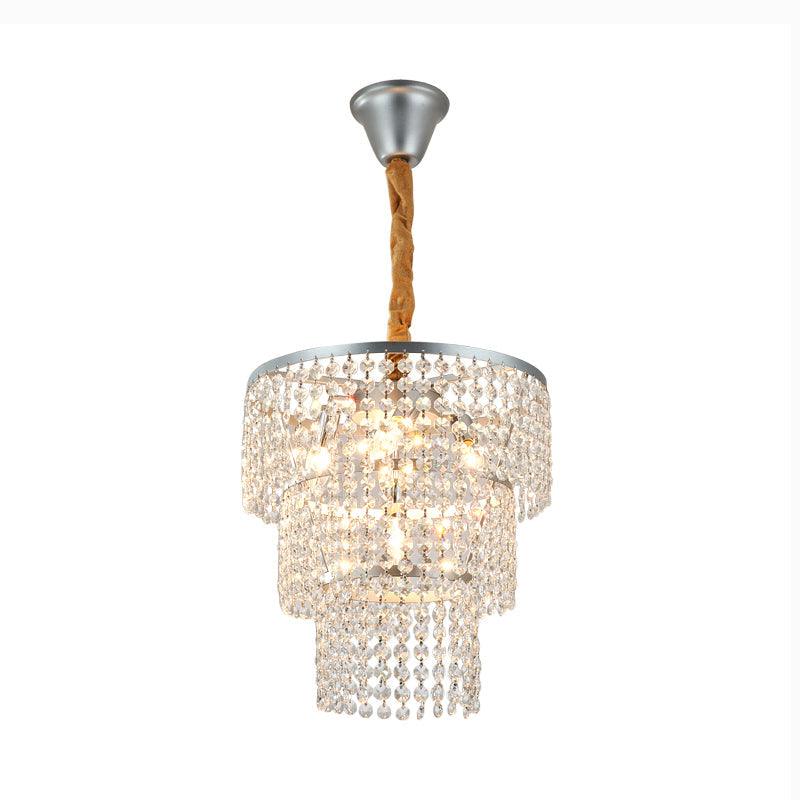 4/5/6 Lights Tiered Chandelier Lighting Contemporary Clear Crystal Hanging Ceiling Light in Chrome 16 Inch Wide - Rebooters
