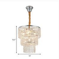4/5/6 Lights Tiered Chandelier Lighting Contemporary Clear Crystal Hanging Ceiling Light in Chrome 16 Inch Wide - Rebooters