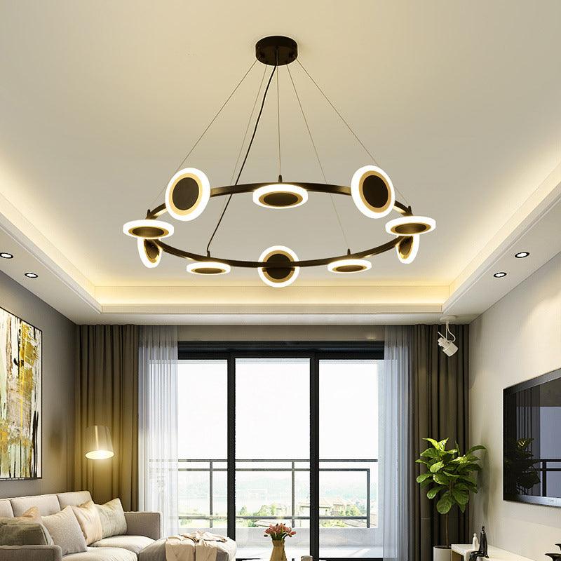 Acrylic Ring Chandelier Pendant Modern 10-Light Black LED Light - Rebooters