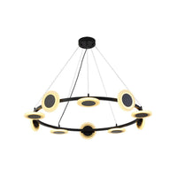 Acrylic Ring Chandelier Pendant Modern 10-Light Black LED Light - Rebooters