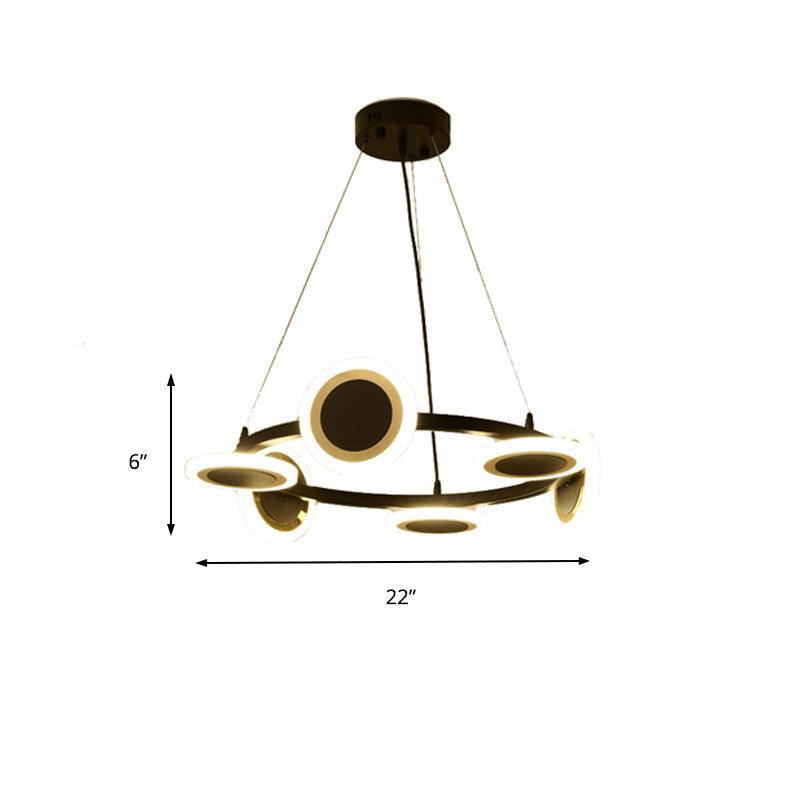 Acrylic Ring Chandelier Pendant Modern 10-Light Black LED Light - Rebooters