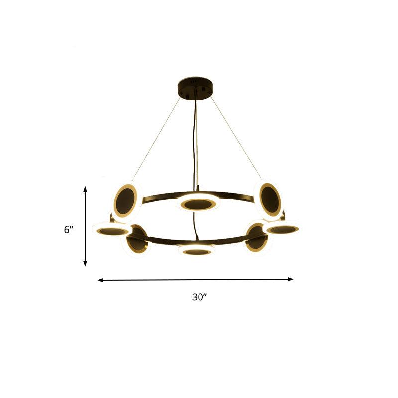 Acrylic Ring Chandelier Pendant Modern 10-Light Black LED Light - Rebooters