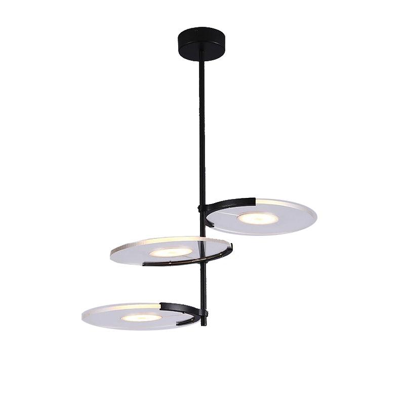Acrylic Disk Chandelier Modern 2/3-Head Black Pendant - Rebooters