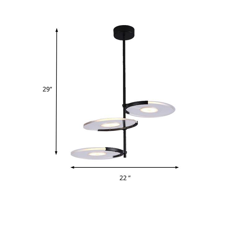 Acrylic Disk Chandelier Modern 2/3-Head Black Pendant - Rebooters