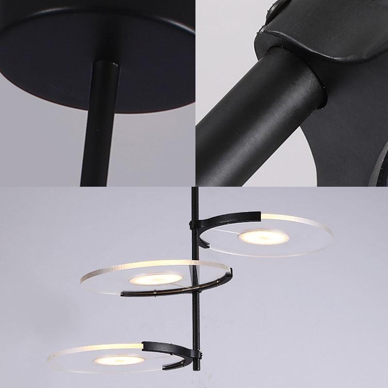 Acrylic Disk Chandelier Modern 2/3-Head Black Pendant - Rebooters
