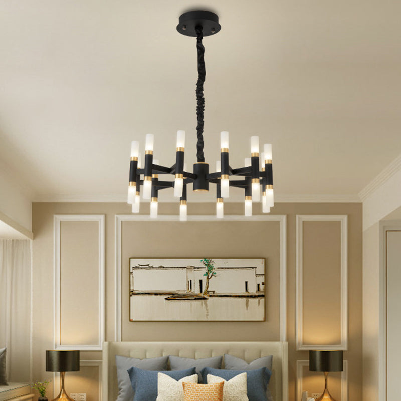 24/36/60 Lights LED Bedroom Chandelier Modern Black White - Rebooters