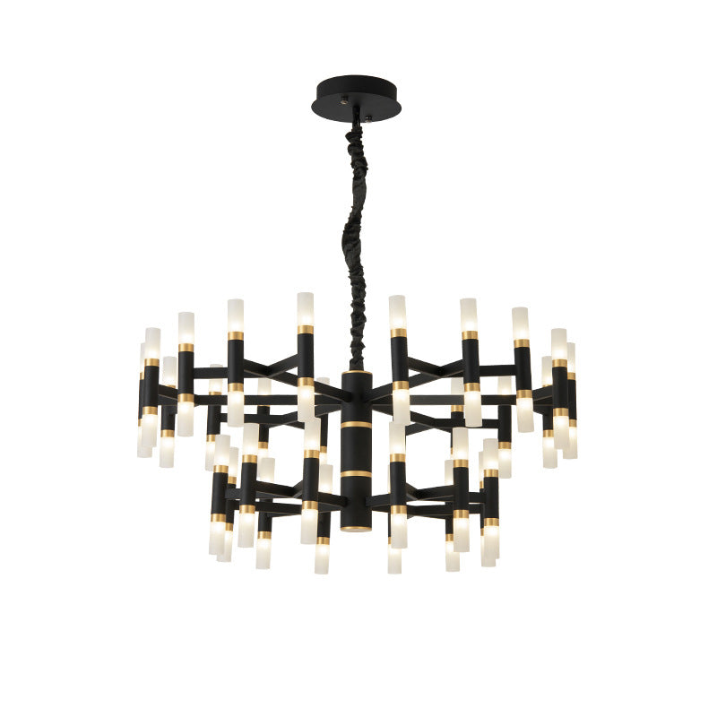 24/36/60 Lights LED Bedroom Chandelier Modern Black White - Rebooters