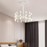 24/36/60 Lights LED Bedroom Chandelier Modern Black White - Rebooters