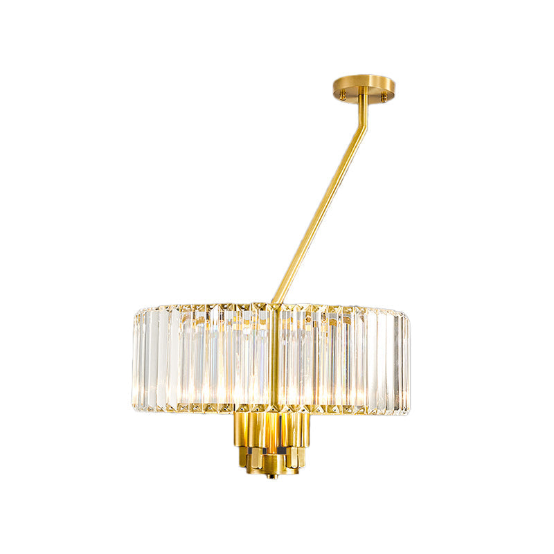 3/4/6 Lights Drum Chandelier Lighting Modern Style Clear Crystal Pendant Lighting in Gold Finish - Rebooters