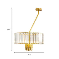 3/4/6 Lights Drum Chandelier Lighting Modern Style Clear Crystal Pendant Lighting in Gold Finish - Rebooters
