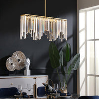 24.5"/32" Wide Linear Chandelier Lamp Modern Clear Crystal Lighting - Rebooters