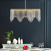 24.5"/32" Wide Linear Chandelier Lamp Modern Clear Crystal Lighting - Rebooters