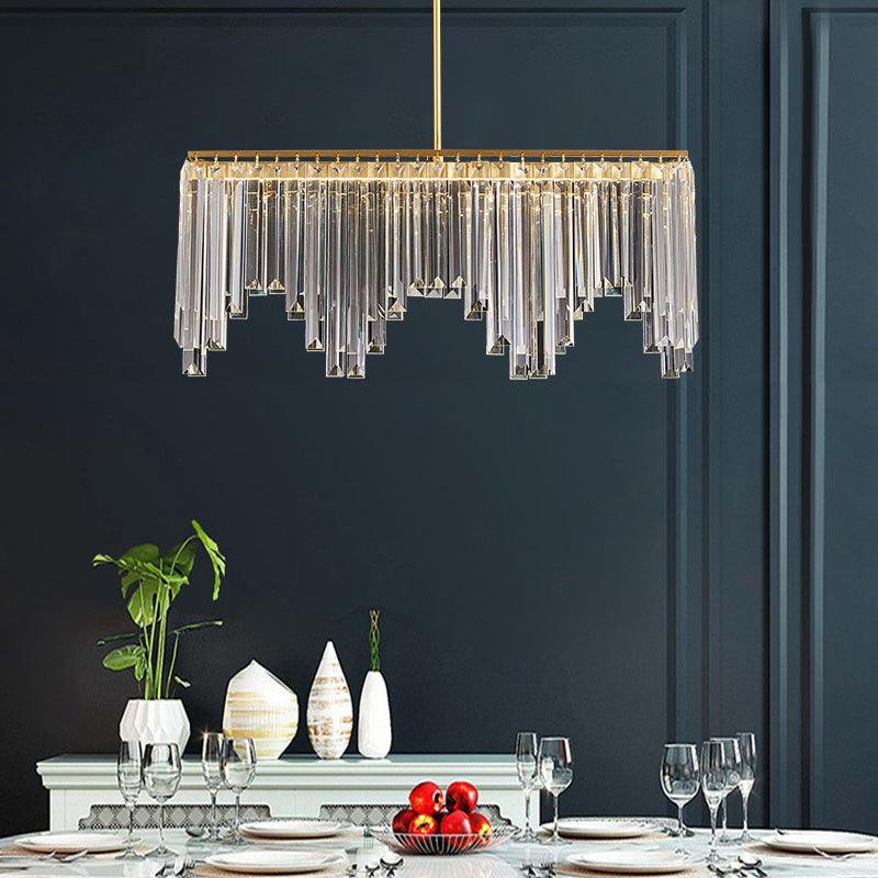 24.5"/32" Wide Linear Chandelier Lamp Modern Clear Crystal Lighting - Rebooters