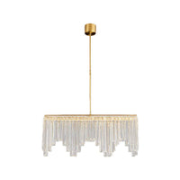 24.5"/32" Wide Linear Chandelier Lamp Modern Clear Crystal Lighting - Rebooters