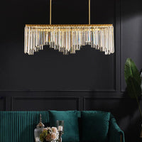 24.5"/32" Wide Linear Chandelier Lamp Modern Clear Crystal Lighting - Rebooters