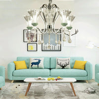 5 Bulbs Bell Shade Chandelier Lighting Modern Stylish Glass - Rebooters