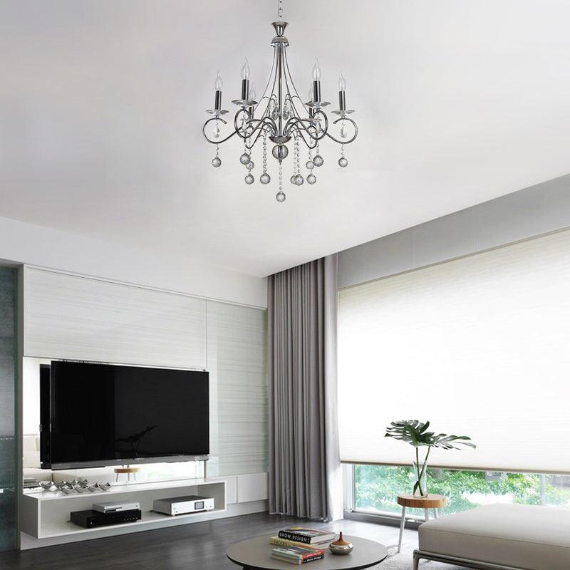 6 Bulbs Flameless Candle Chandelier Lighting with Crystal Accent - Rebooters