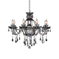 6/8 Lights Candle Chandelier Lighting Vintage Crystal Glass Pendant Light Smoke Grey - Rebooters