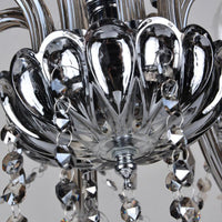 6/8 Lights Candle Chandelier Lighting Vintage Crystal Glass Pendant Light Smoke Grey - Rebooters