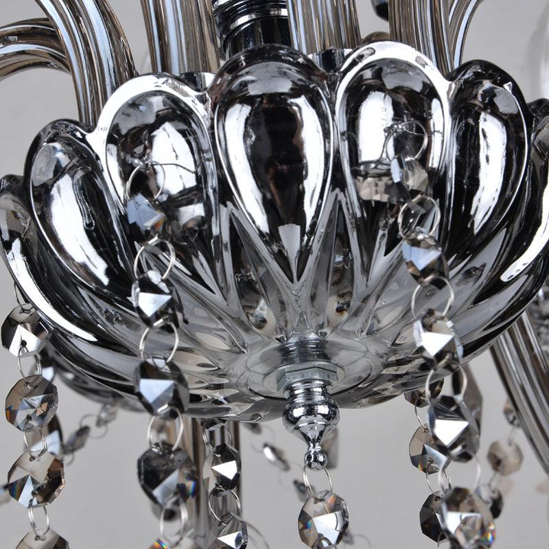 6/8 Lights Candle Chandelier Lighting Vintage Crystal Glass Pendant Light Smoke Grey - Rebooters