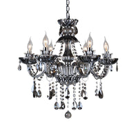 6/8 Lights Candle Chandelier Lighting Vintage Crystal Glass Pendant Light Smoke Grey - Rebooters