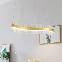 35.5"/47" Wide Glass Wavy Chandelier Light Gold LED Lamp - Rebooters