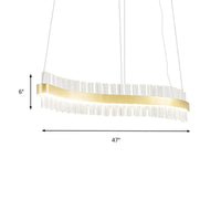 35.5"/47" Wide Glass Wavy Chandelier Light Gold LED Lamp - Rebooters