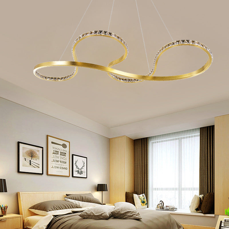 Twist Chandelier Lighting Modern Crystal Gold LED Lamp - Rebooters