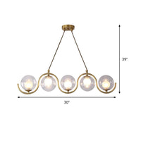 3/5/7 Lights Living Room Chandelier with Ball Clear Glass Shade - Rebooters