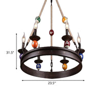 6 Bulbs Chandelier Lighting Industrial Ring Pendant Light Rust - Rebooters