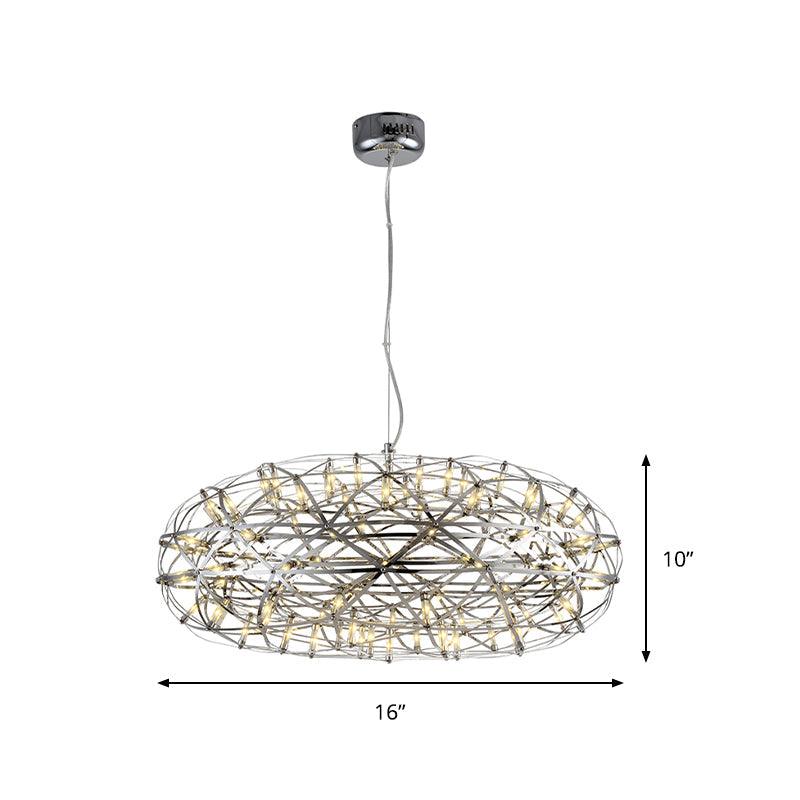 Chrome Disc-Shaped Chandelier Lamp Modern 16 21 W LED Lighting - Rebooters