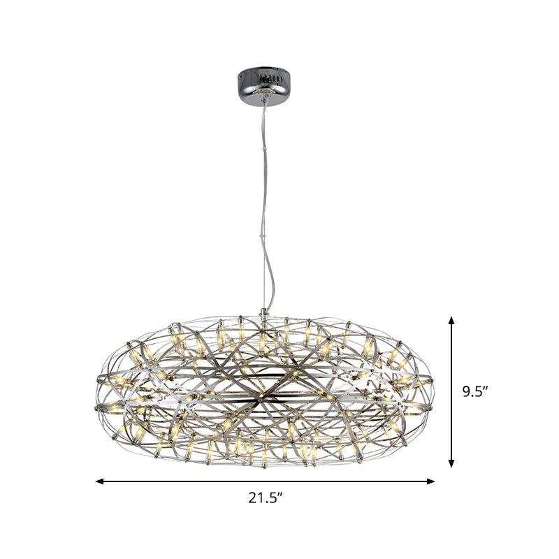 Chrome Disc-Shaped Chandelier Lamp Modern 16 21 W LED Lighting - Rebooters