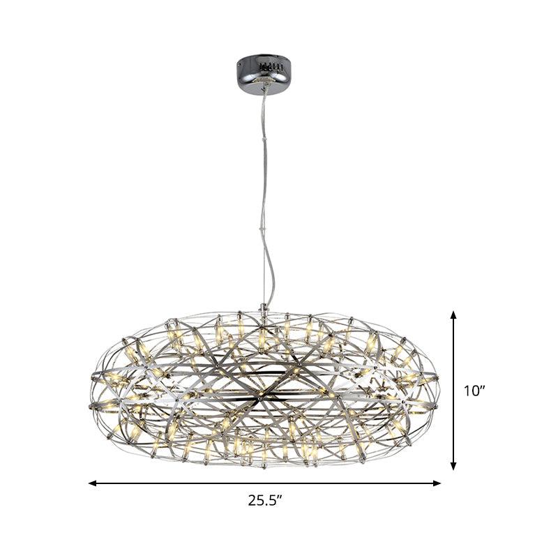 Chrome Disc-Shaped Chandelier Lamp Modern 16 21 W LED Lighting - Rebooters