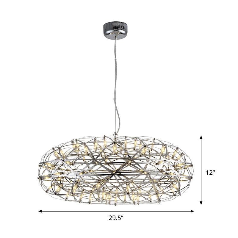 Chrome Disc-Shaped Chandelier Lamp Modern 16 21 W LED Lighting - Rebooters