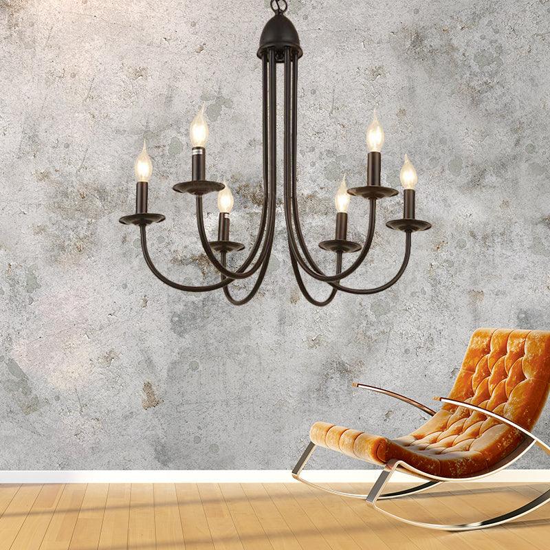 6/8 Heads Iron Chandelier Light Rustic Style Bronze Pendant - Rebooters