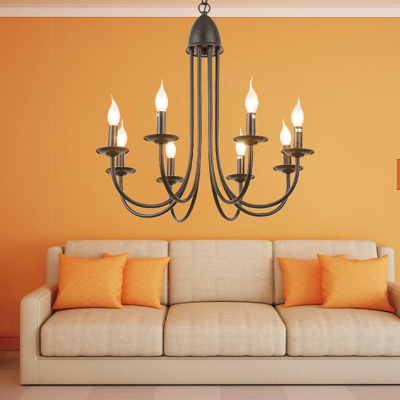 6/8 Heads Iron Chandelier Light Rustic Style Bronze Pendant - Rebooters