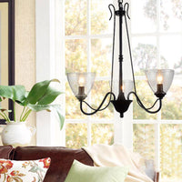 3/5/6-Light Tapered Chandelier Modern Black Clear Glass Pendant Light Fixture - Rebooters