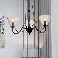 3/5/6-Light Tapered Chandelier Modern Black Clear Glass Pendant Light Fixture - Rebooters